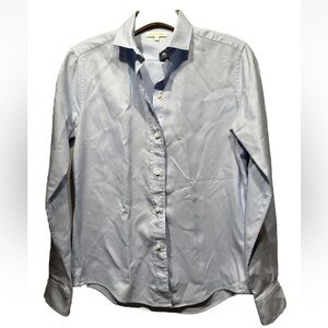 Ann Mashburn Blue Button Down Shirt Cotton Size M 8 10 Classic Long Sleeve